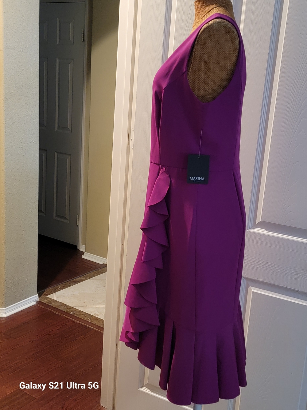 MARINA Purple Ruffle Midi Dress - Picture 6 of 8